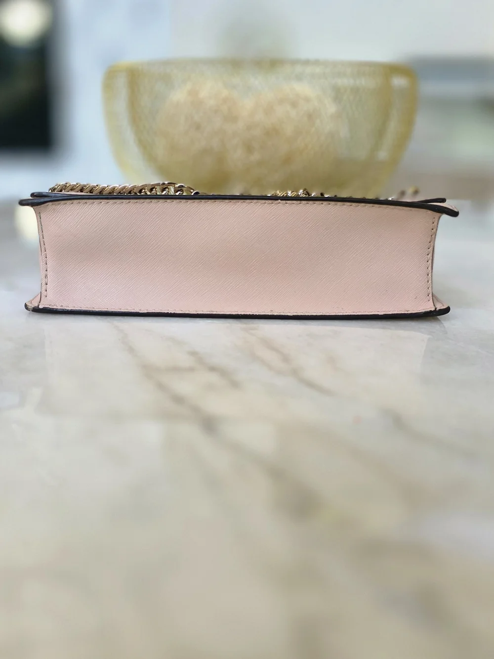 Kate Spade New York Saffiano Leather Flap Chain Crossbody Bag Blush Pink